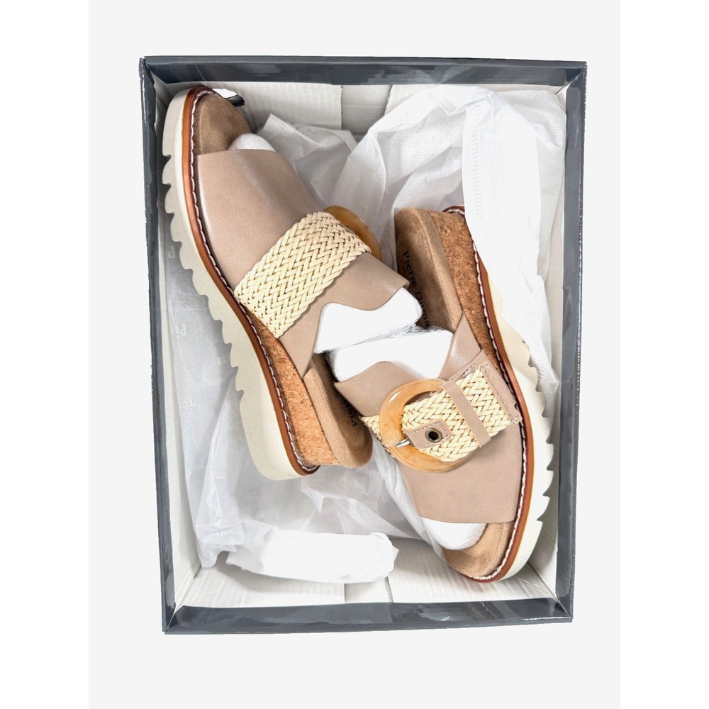 Pierre Dumas Expand 4 Nude Combo Wedge Slide Sandals New Sz 8.5 M